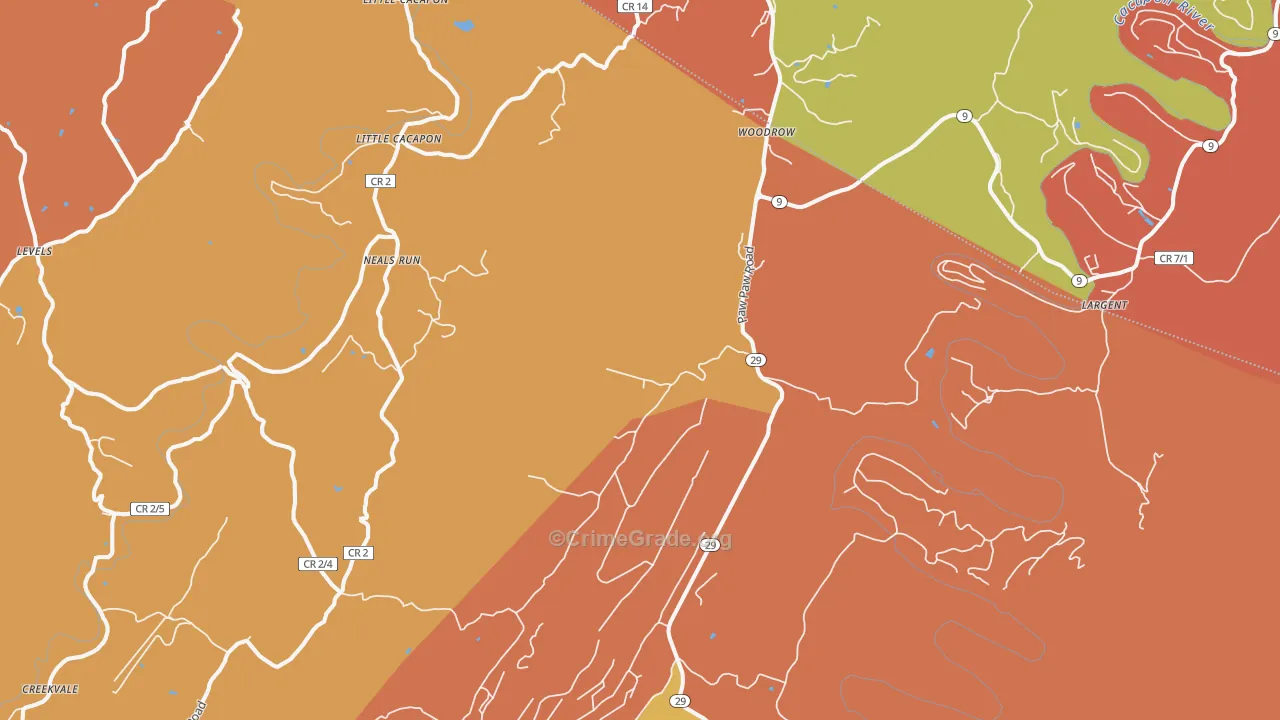 25434, WV Map of Drug-Related Crime Rates