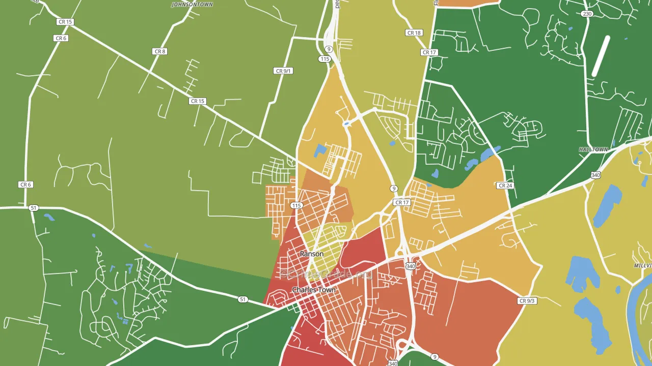 25438, WV Map of Drug-Related Crime Rates