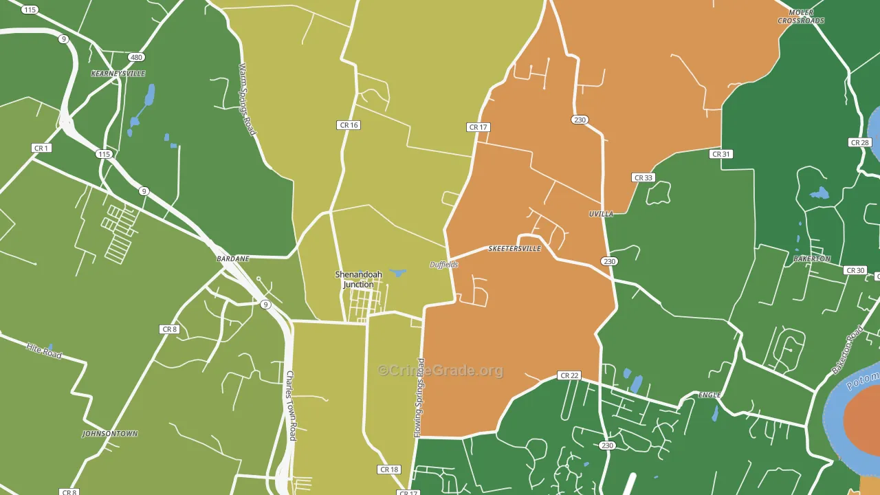 25442, WV Map of Drug-Related Crime Rates