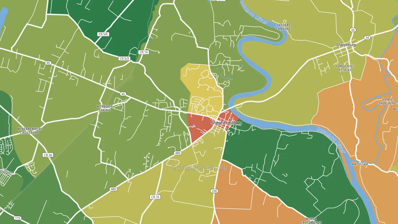 25443, WV Map of Drug-Related Crime Rates