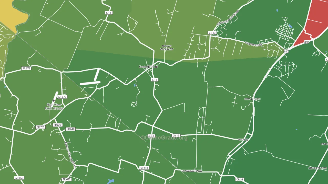 25446, WV Map of Drug-Related Crime Rates