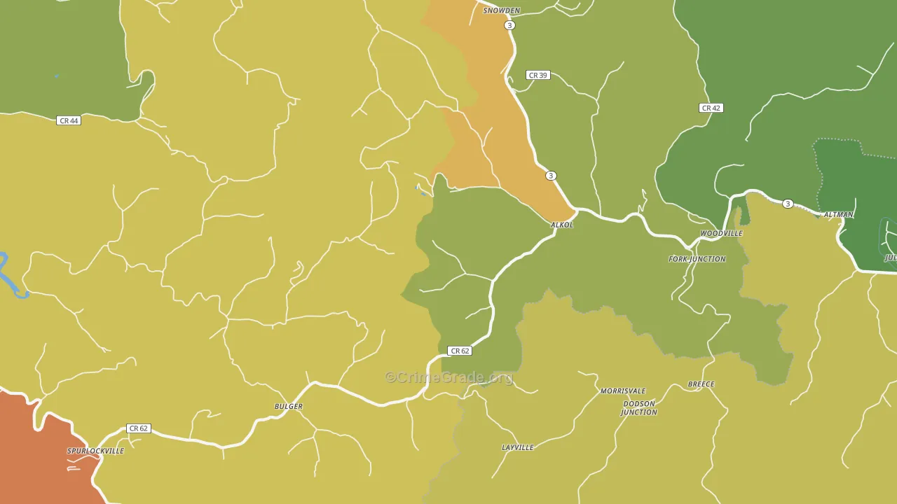 25501, WV Map of Drug-Related Crime Rates