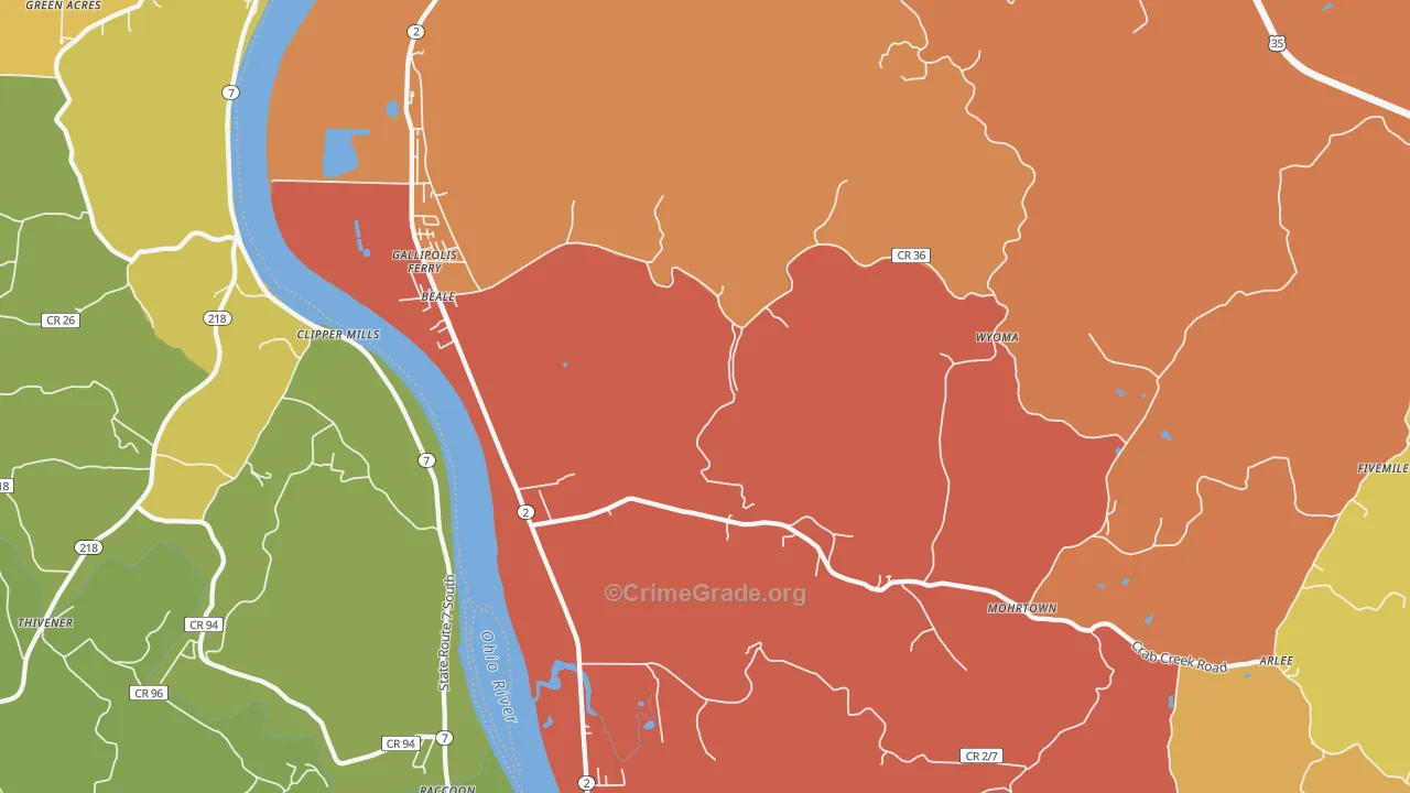 25515, WV Map of Drug-Related Crime Rates