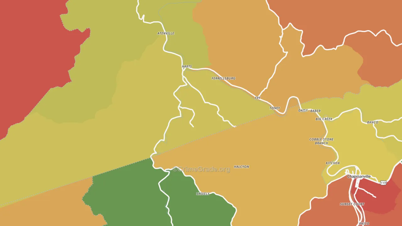 25524, WV Map of Drug-Related Crime Rates