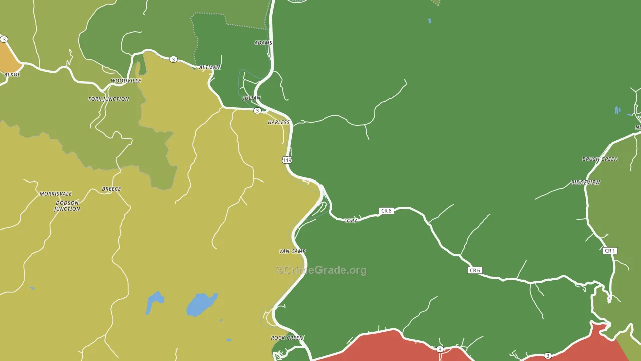 25529, WV Map of Drug-Related Crime Rates
