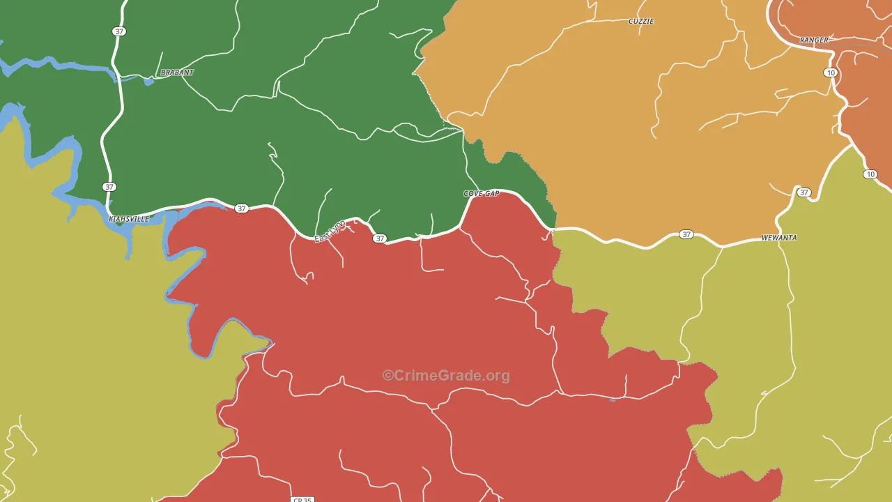 25534, WV Map of Drug-Related Crime Rates