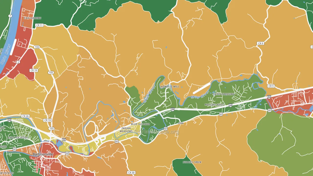 25545, WV Map of Drug-Related Crime Rates