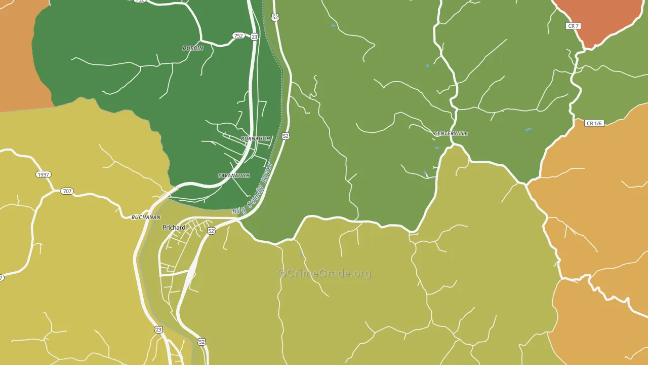 25555, WV Map of Drug-Related Crime Rates