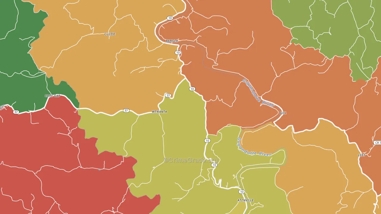 25557, WV Map of Drug-Related Crime Rates