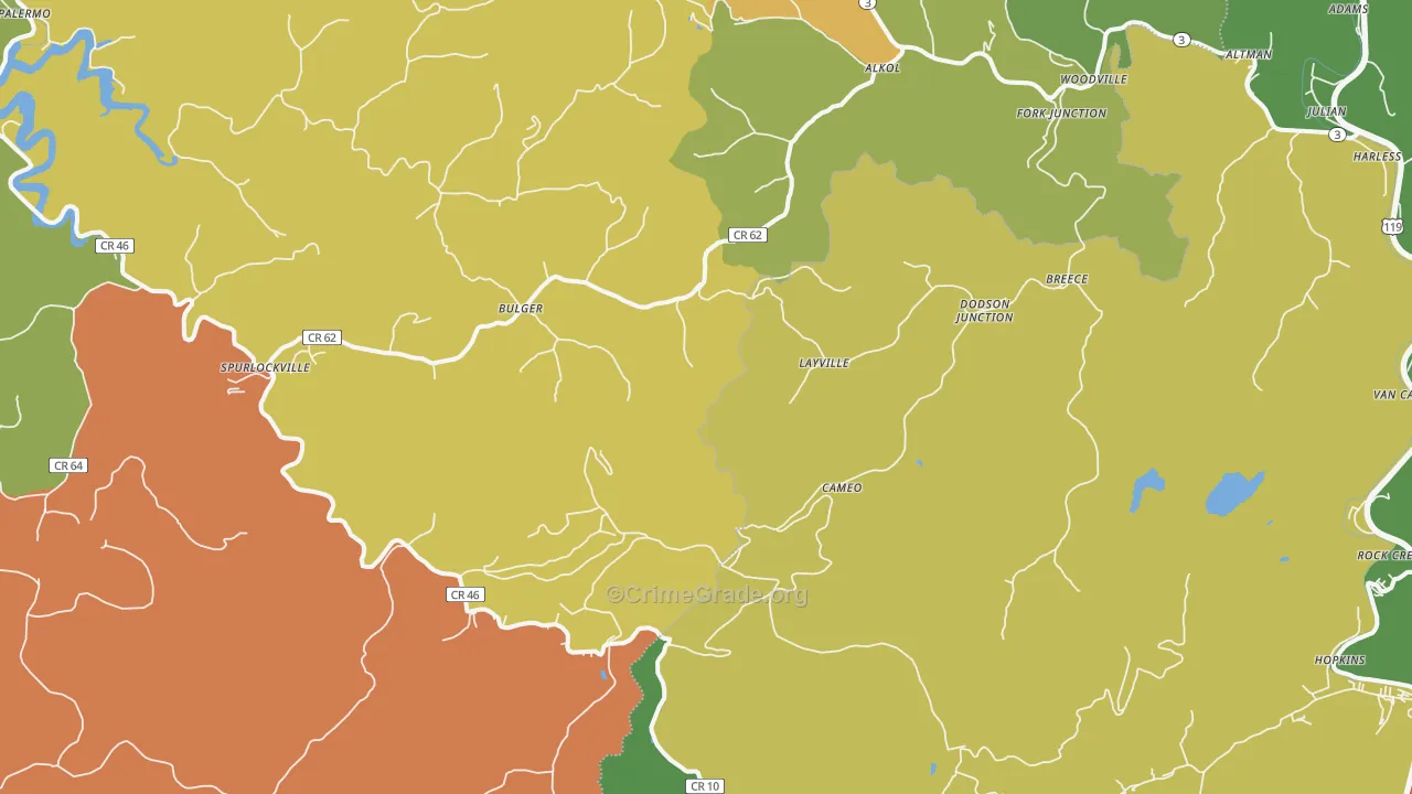 25565, WV Map of Drug-Related Crime Rates