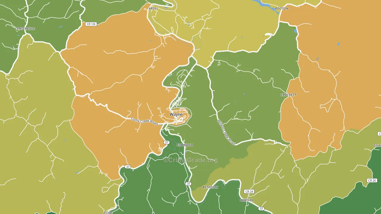 25570, WV Map of Drug-Related Crime Rates