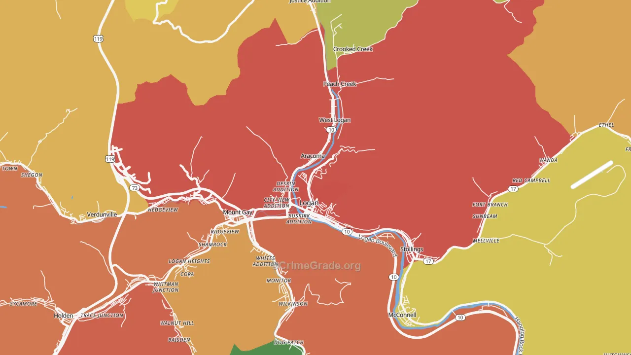 25601, WV Map of Drug-Related Crime Rates