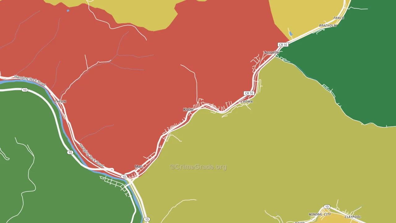 25628, WV Map of Drug-Related Crime Rates