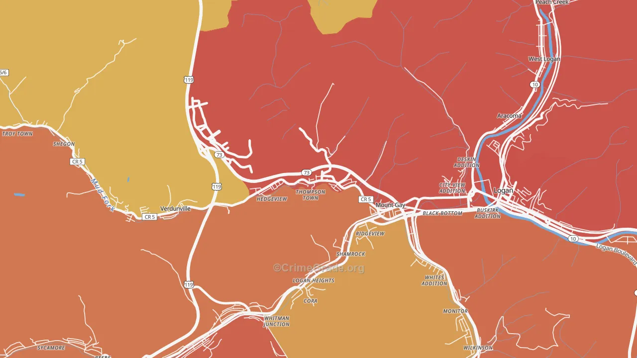 25637, WV Map of Drug-Related Crime Rates