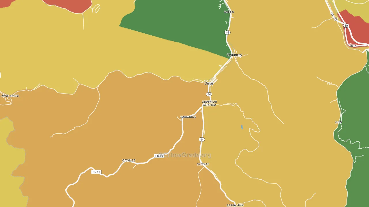 25638, WV Map of Drug-Related Crime Rates