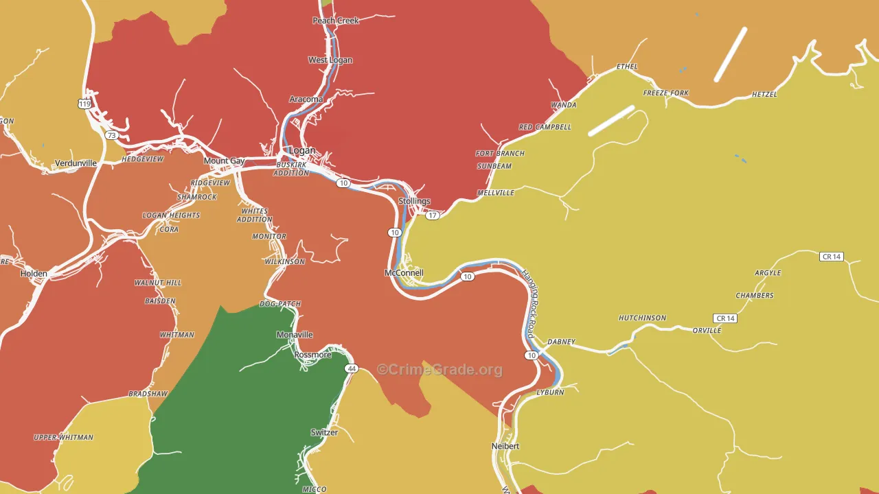 25646, WV Map of Drug-Related Crime Rates