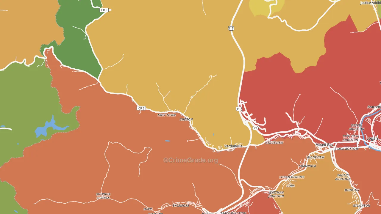 25649, WV Map of Drug-Related Crime Rates