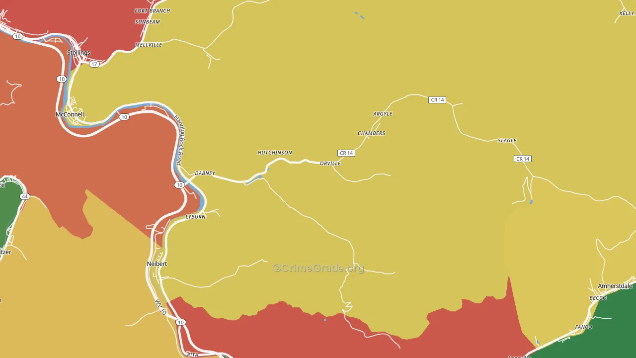 25654, WV Map of Drug-Related Crime Rates