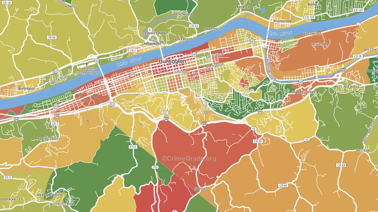 25701, WV Map of Drug-Related Crime Rates