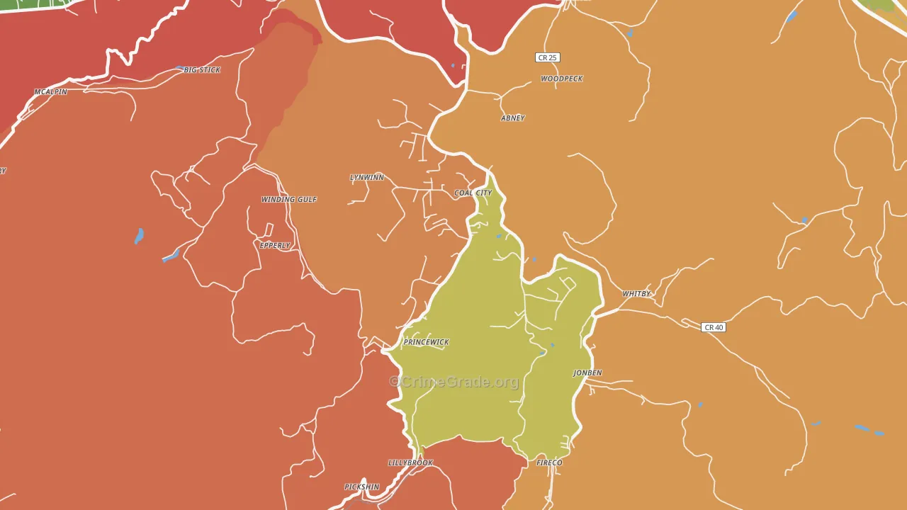 25823, WV Map of Drug-Related Crime Rates