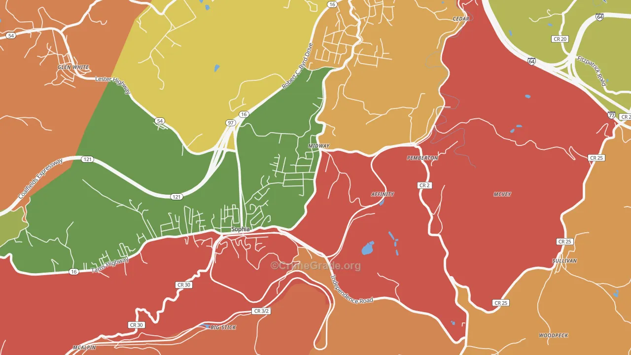 25878, WV Map of Drug-Related Crime Rates