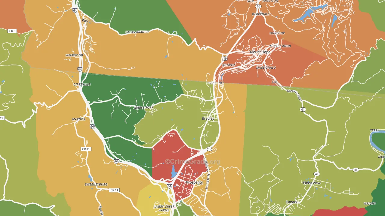25880, WV Map of Drug-Related Crime Rates