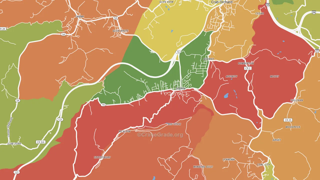 25921, WV Map of Drug-Related Crime Rates