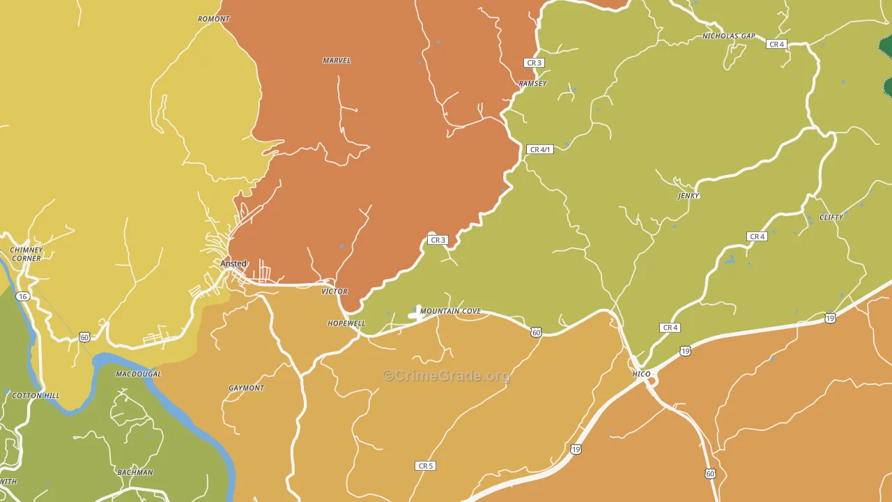 25938, WV Map of Drug-Related Crime Rates