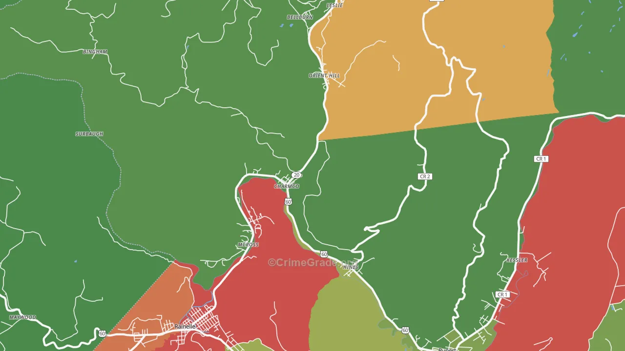 25958, WV Map of Drug-Related Crime Rates