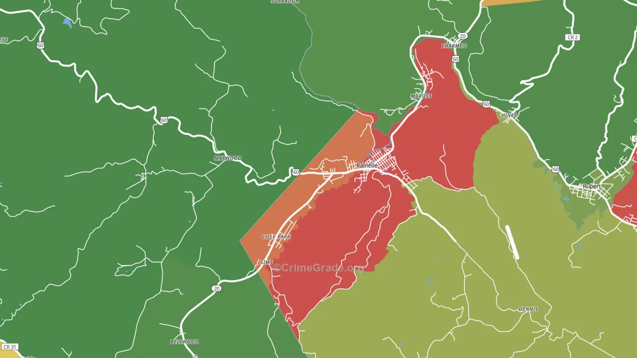 25962, WV Map of Drug-Related Crime Rates