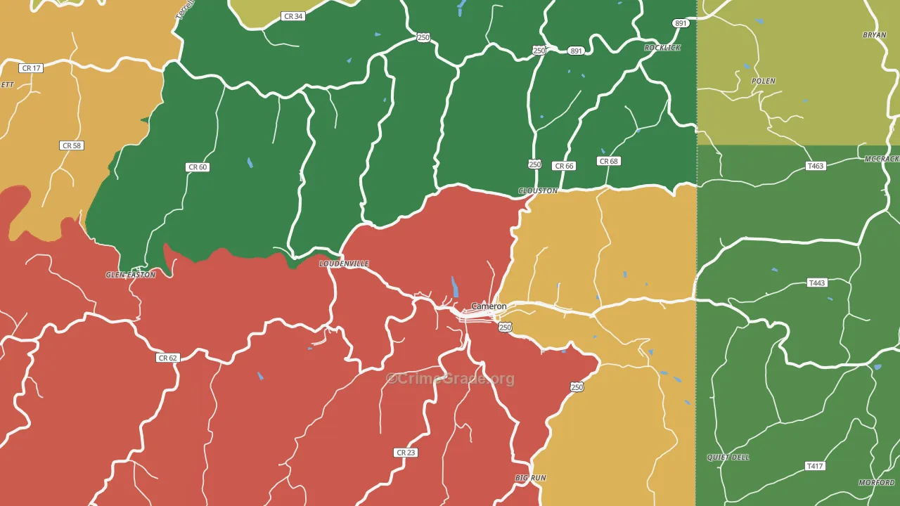 26033, WV Map of Drug-Related Crime Rates