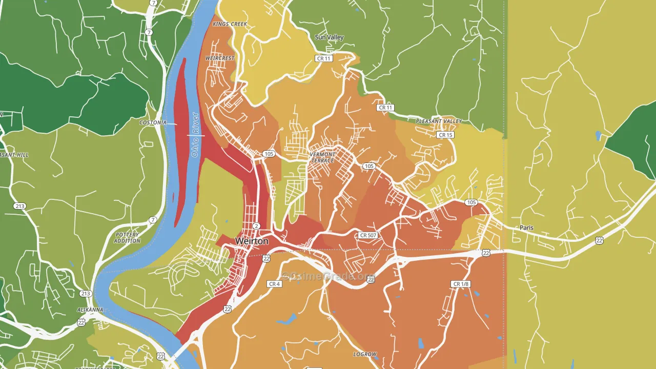 26062, WV Map of Drug-Related Crime Rates