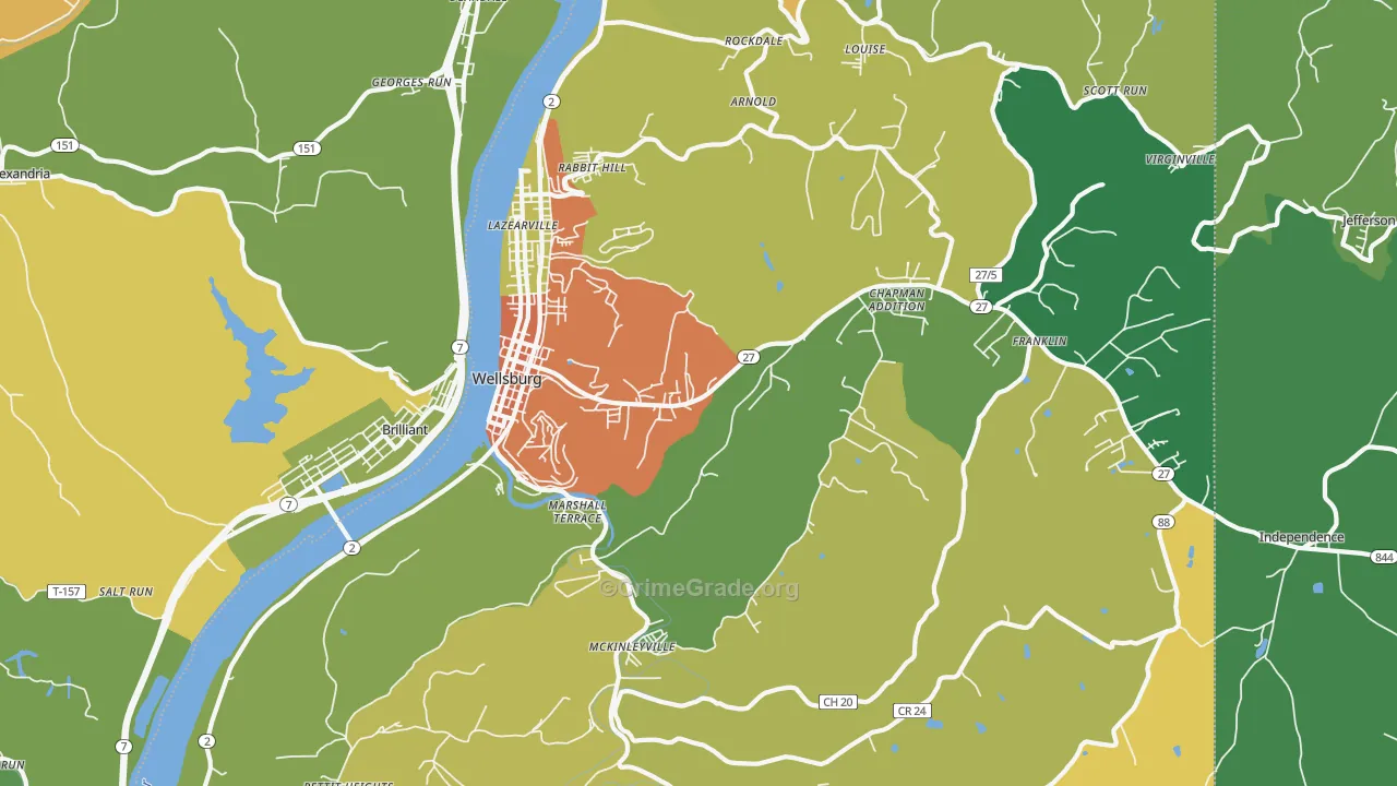 26070, WV Map of Drug-Related Crime Rates