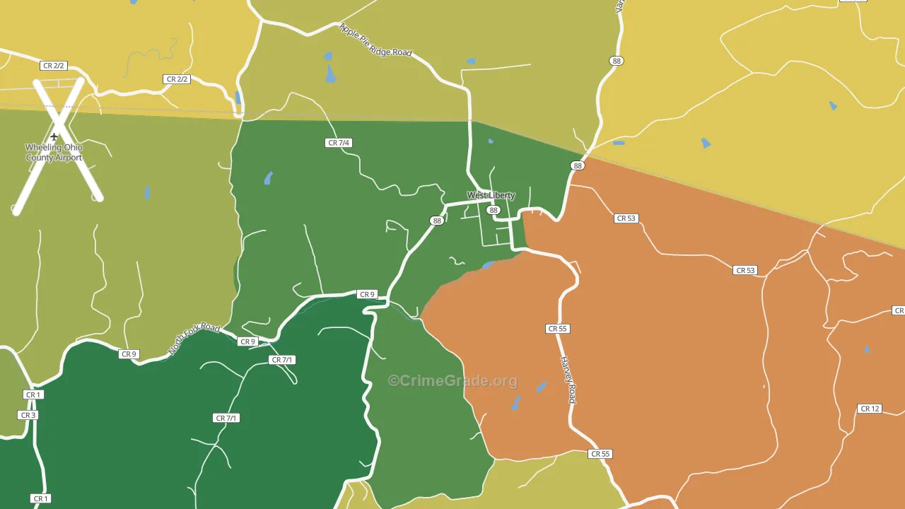 26074, WV Map of Drug-Related Crime Rates