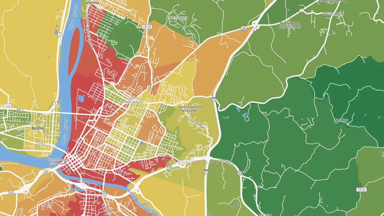 26104, WV Map of Drug-Related Crime Rates