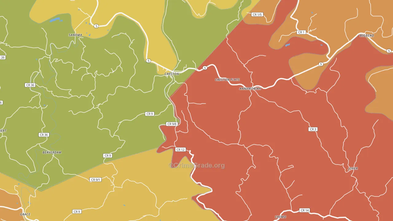 26141, WV Map of Drug-Related Crime Rates