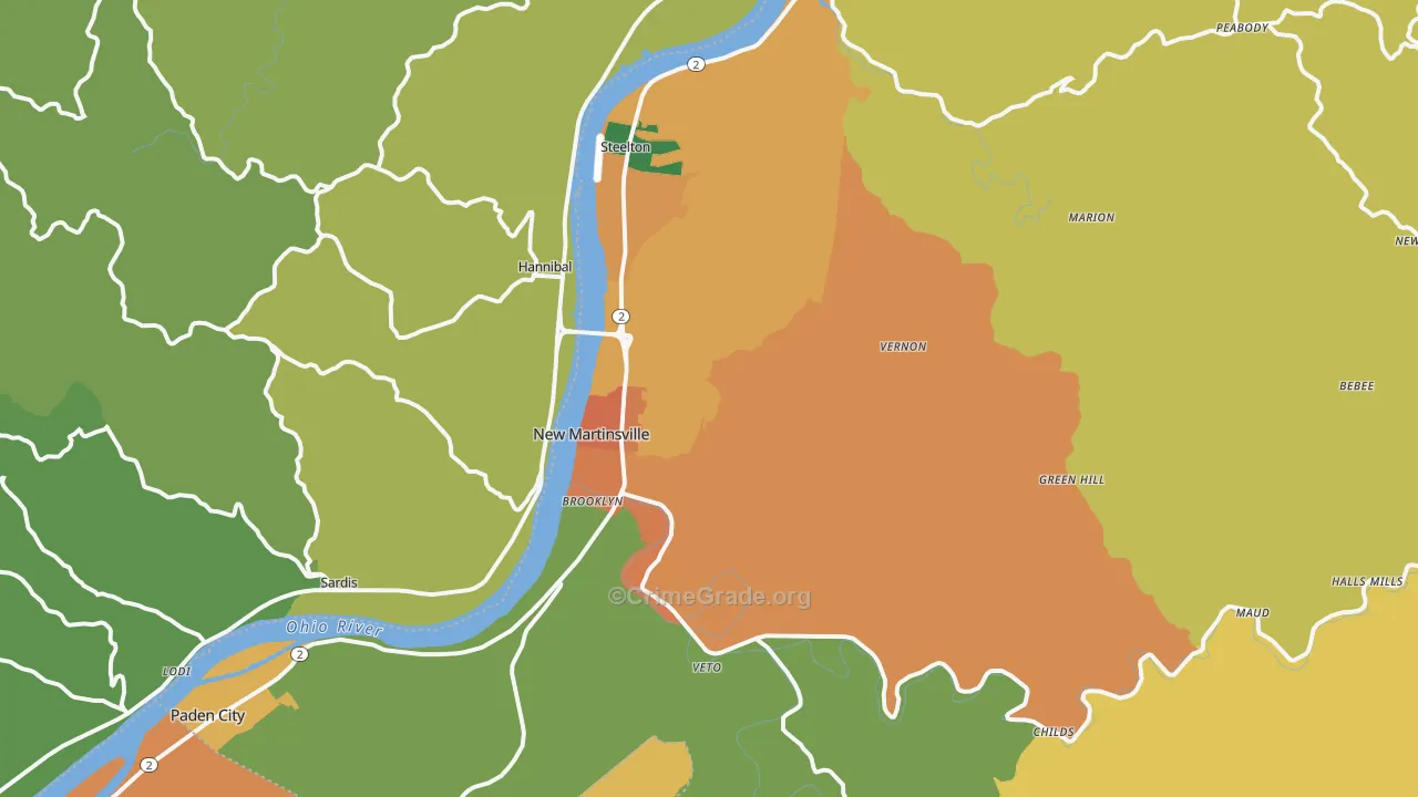 26155, WV Map of Drug-Related Crime Rates