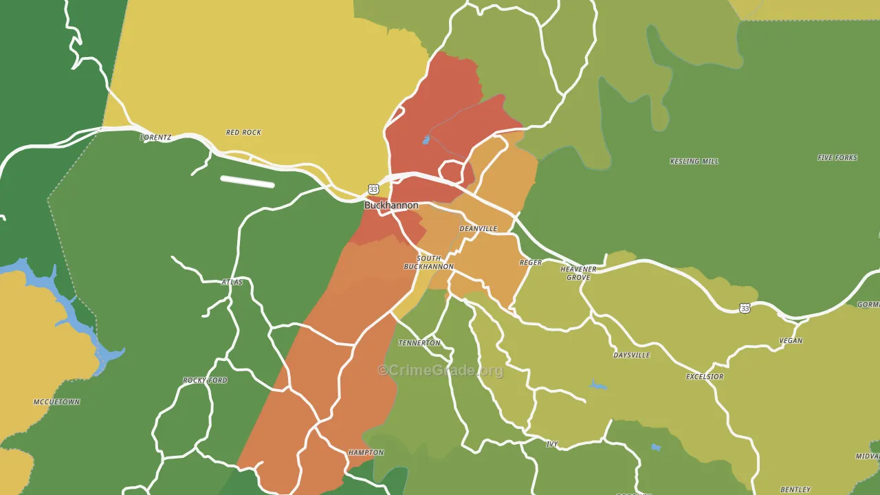 26201, WV Map of Drug-Related Crime Rates