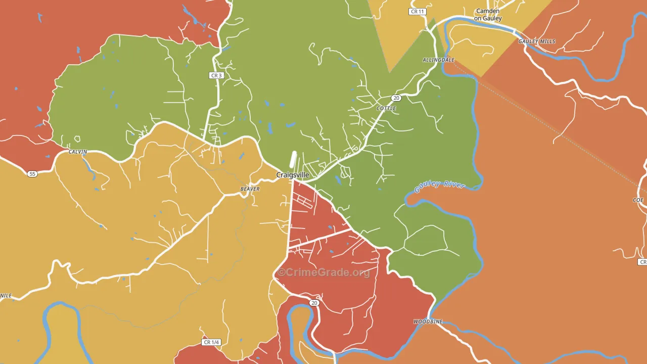 26205, WV Map of Drug-Related Crime Rates