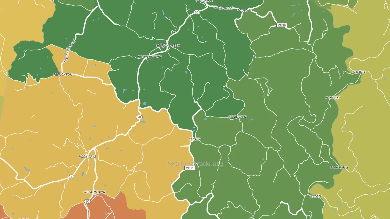 26218, WV Map of Drug-Related Crime Rates