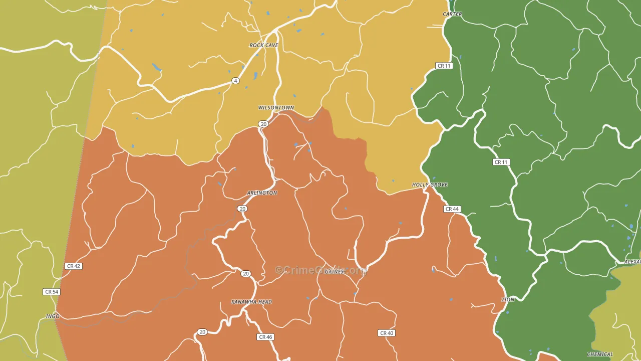 26234, WV Map of Drug-Related Crime Rates