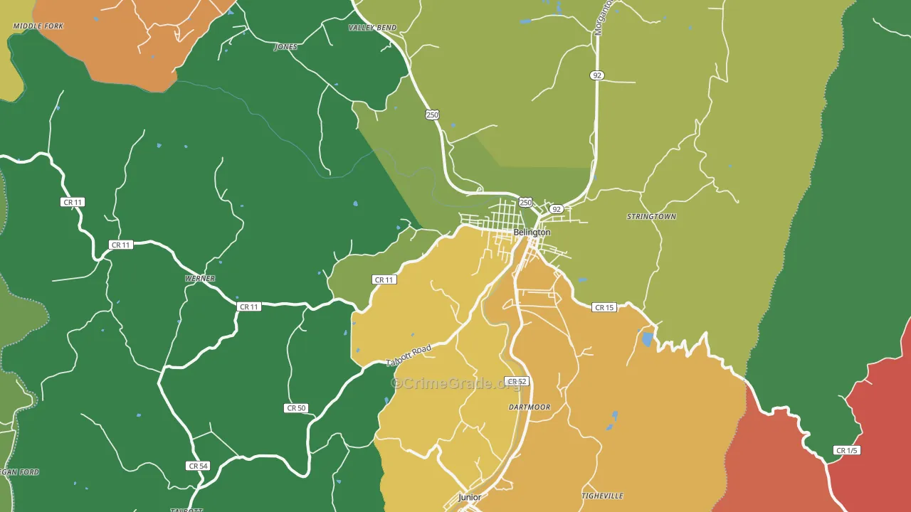 26250, WV Map of Drug-Related Crime Rates