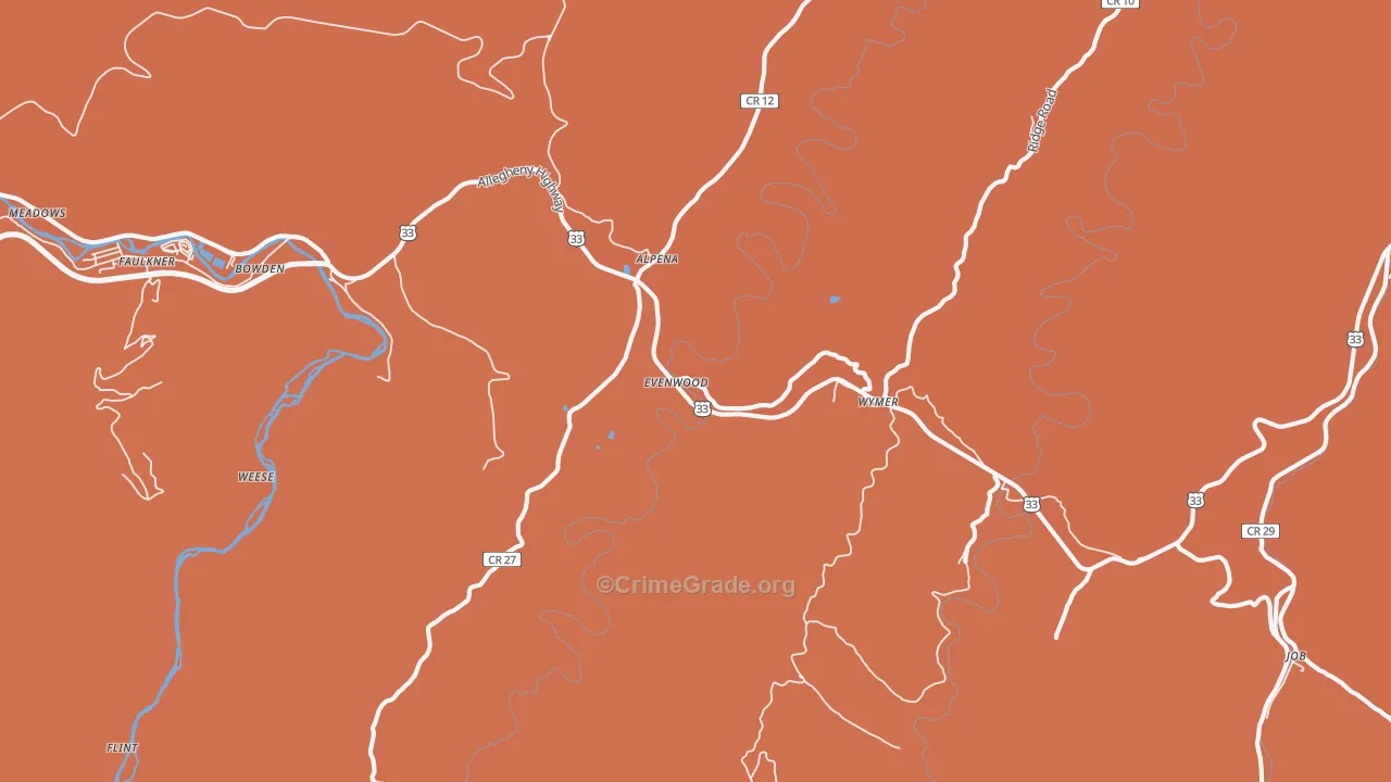 26254, WV Map of Drug-Related Crime Rates