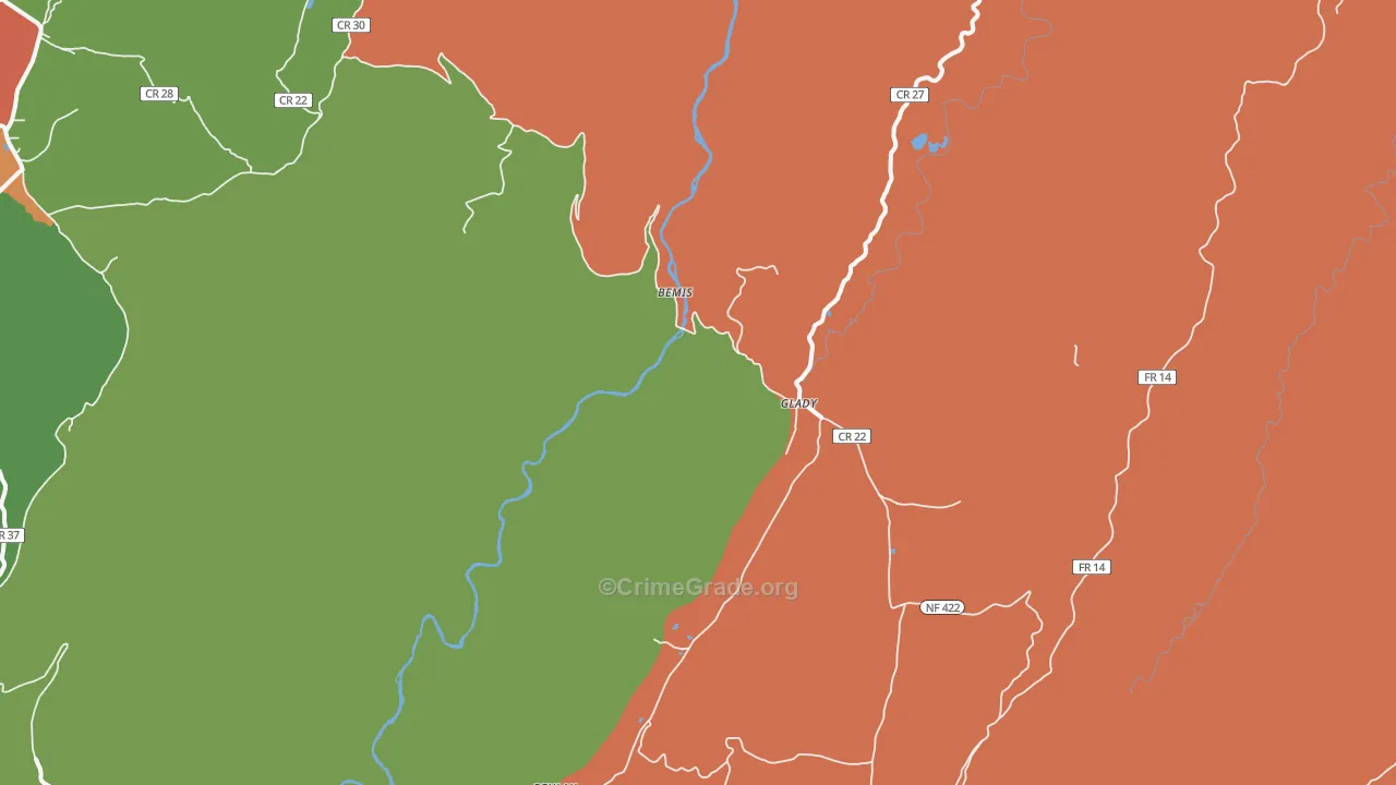 26268, WV Map of Drug-Related Crime Rates