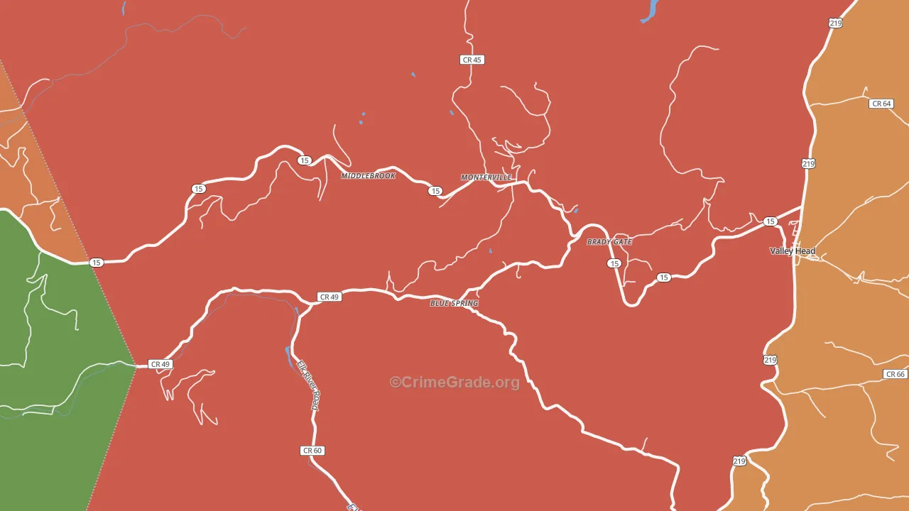26282, WV Map of Drug-Related Crime Rates