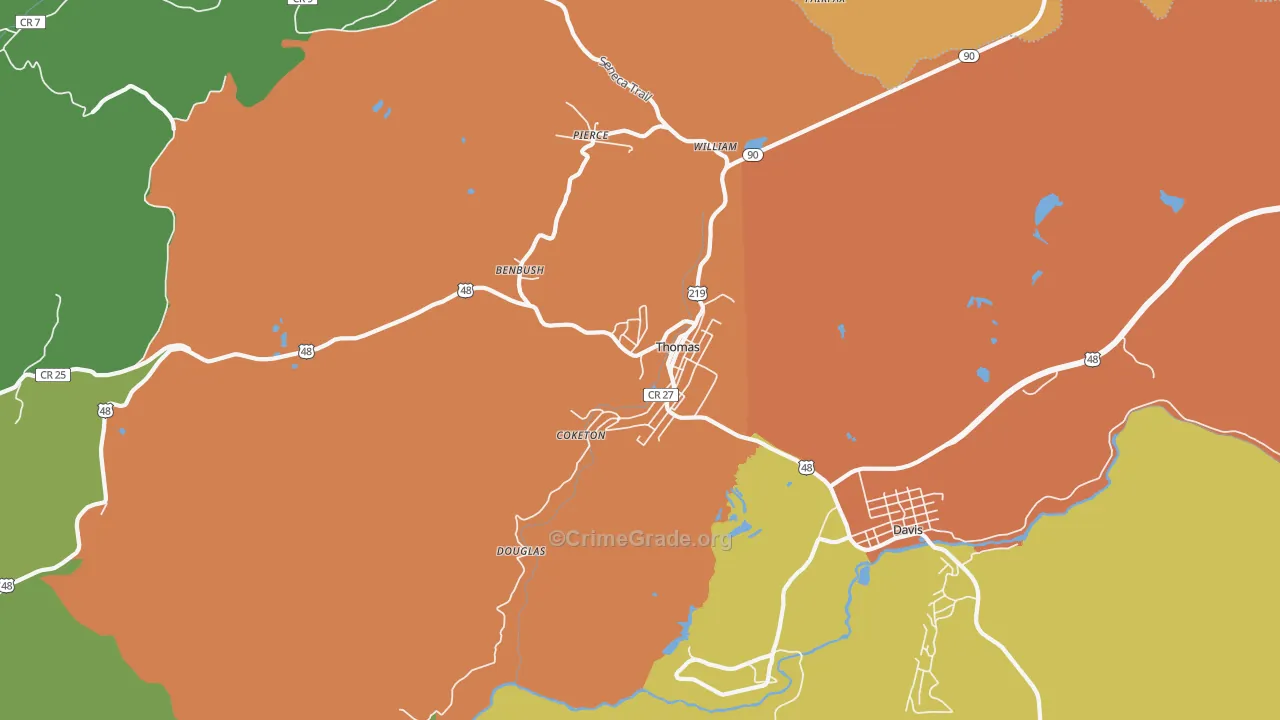 26292, WV Map of Drug-Related Crime Rates