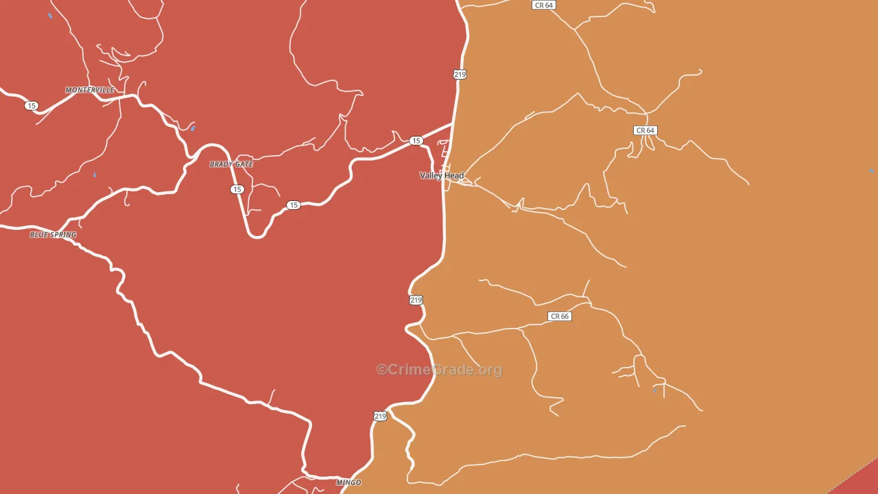26294, WV Map of Drug-Related Crime Rates