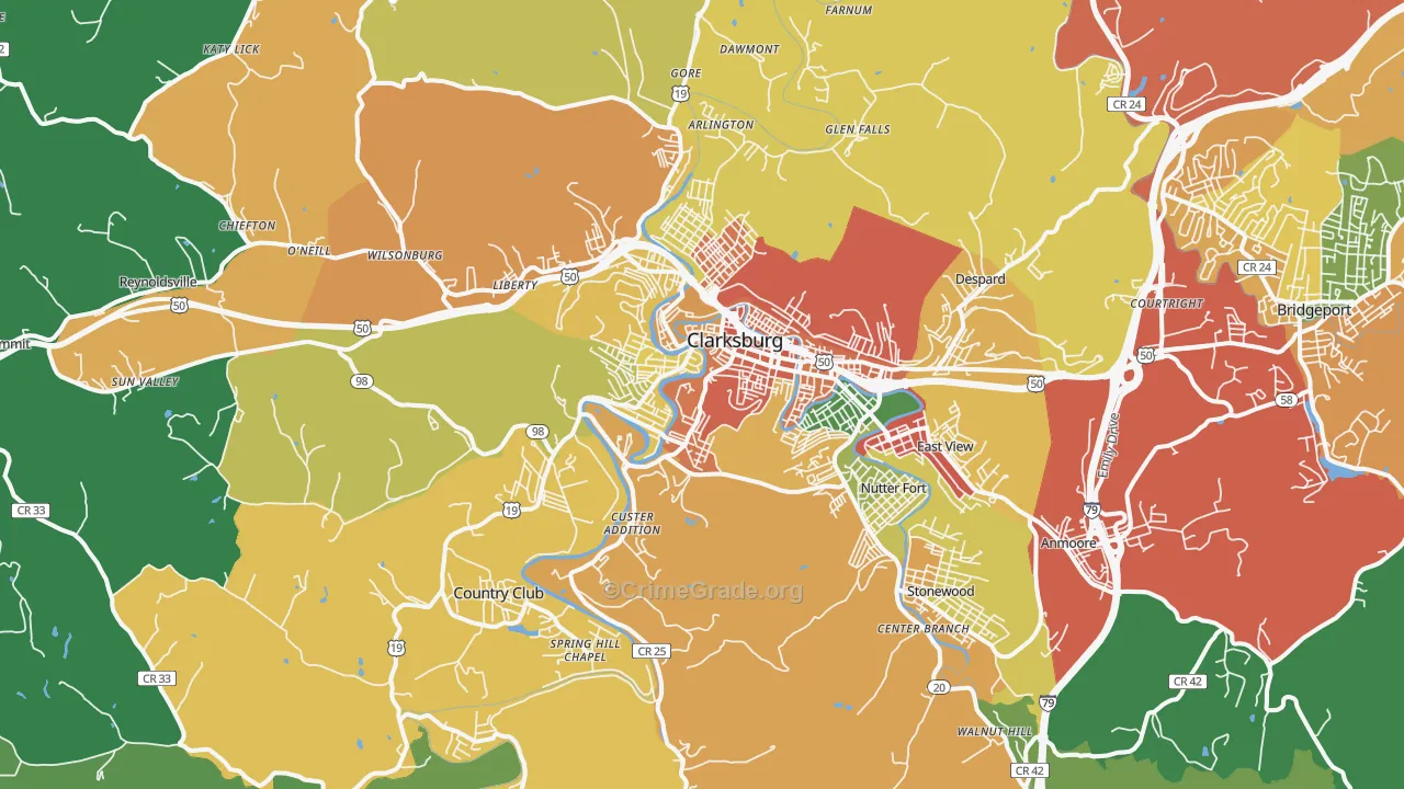 26301, WV Map of Drug-Related Crime Rates