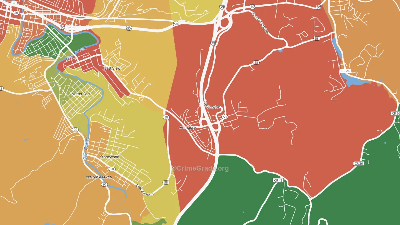 26323, WV Map of Drug-Related Crime Rates