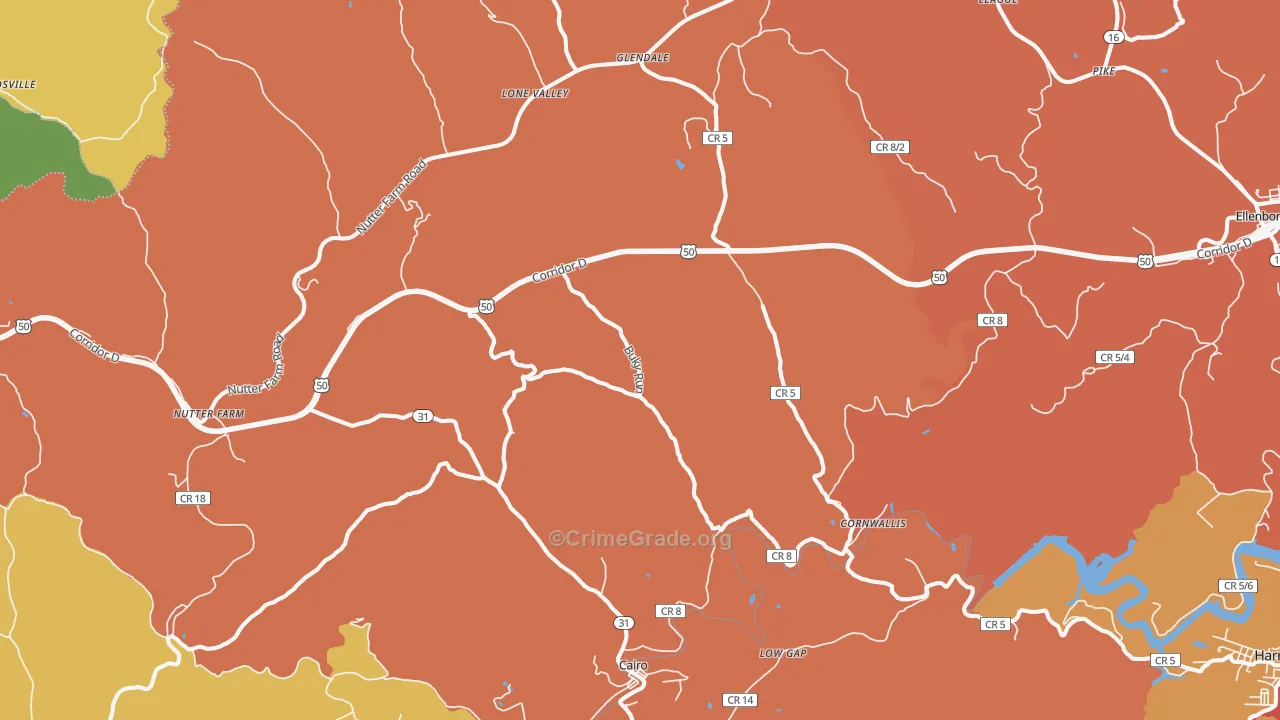 26337, WV Map of Drug-Related Crime Rates